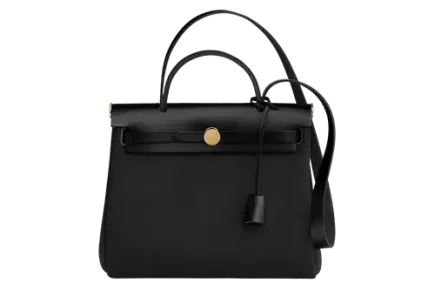 Hermes Herbag Zip 31 Bag in Militaire canvas and Hunter cowhide Black Featured image