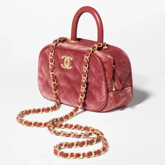 Chanel mini bowling bag velvet calfskin gold tone metal AS5572B20661U1762