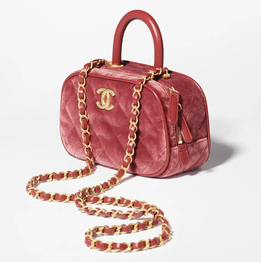 Chanel mini bowling bag velvet calfskin gold tone metal AS5572B20661U1762