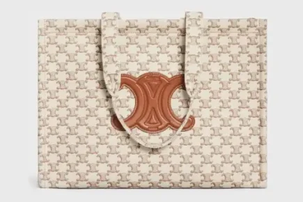 Celine Large Cabas Thais In Textile With Triomphe Canvas Print And Calfskin White Featured image