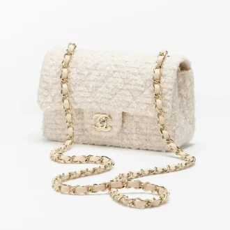 chanel mini classic handbag tweed gold tone metal A69900B22358U3540